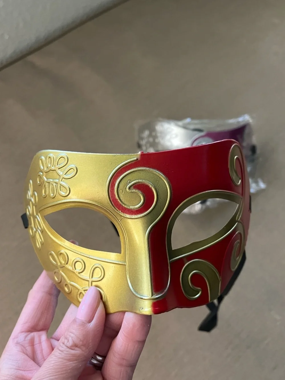 Venetian-Style Half Face Masks in Gold/Red & Silver/Purple